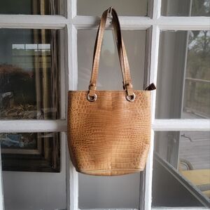 Talbots Tawny Tan Faux Snakeskin Pattern Handbag